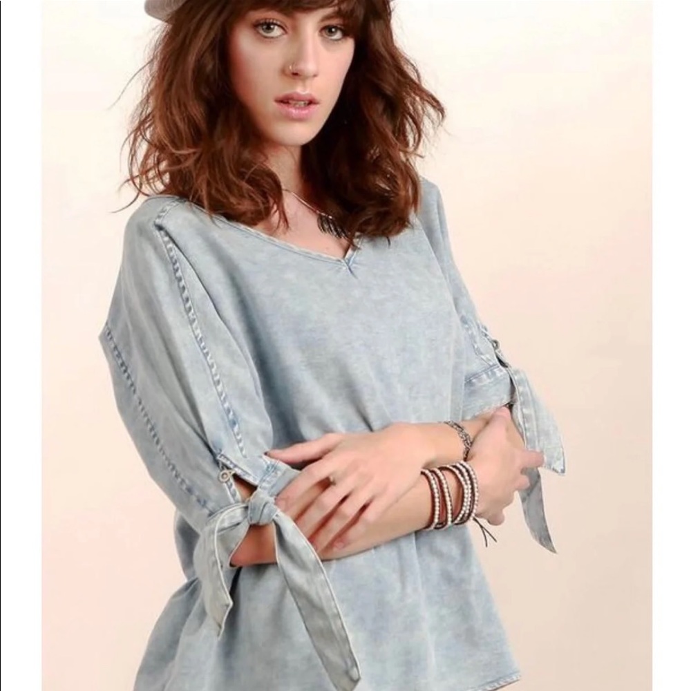 Denim peplum top
